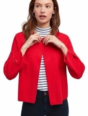 Anthropologie Red Cardigan Sweater